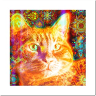 Orange Kitty Cat Batik Design Posters and Art